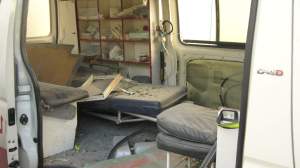 Inside attacked ambulance, Gaza Jan 09 - pic from EJ